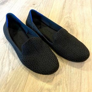 Rothy’s black woven loafers, size 8.5